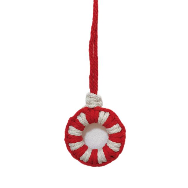 6 uds. De adornos navideños rojos colgantes para árbol de Navidad tejido a mano