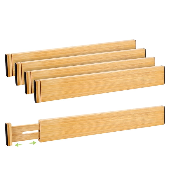 Separador de cajones Fyvva ajustable de bambú para cocina, paquete de 4