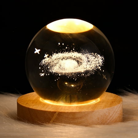 

Small Crystal Ball with Wooden Lighting Base 3D Glass Ball with LED Light