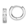 thumbnail image 1 of 925 Sterling Silver Rhodium-plated CZ Hinged Hoop Earrings; for Adults and Teens; for Women and Men, 1 of 1