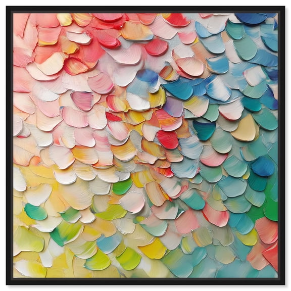 Colorful Fish Patterns II Canvas Modern Abstract Art by Art Remedy, Black Frame, 12" x 12"