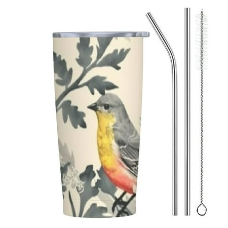 

Facannap Bird Tree Branch Flowers 20oz Car Tumbler with Straw 304 Stainless Steel Thermal Insulation Funny Birthday Gifts for Women Friends 20oz