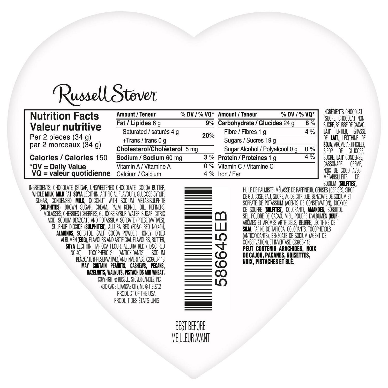 Cœur de la Saint-Valentin Russell Stover – Animal de compagnie – Boîte