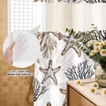 thumbnail image 3 of No Hook Shower Curtain, Coastal Brown Coral Shower Curtains for Bathroom with See Through Top Window, Summer Ocean Starfish Nautical Vintage Waterproof & Washable Bath Curtain Stand Up Stall 36"x72", 3 of 9
