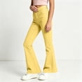 thumbnail image 5 of DJDLJWCJ Teen Girls School Uniform Pants Wide Leg Solid Color Flare Pants Stretch Soft Pull On Casual Pants Yellow Size 9, 5 of 8