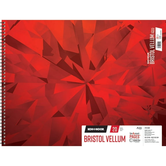 Koh-I-Noor Bristol Pad, 20 Sheets, Vellum, 19 in x 24 in