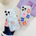 thumbnail image 2 of Compatible with iPhone 14 Pro, Luxury Thin Phone Case with Clear Floral Pattern Ring Stand for Women Girls Fashion Soft Flexible Durable Ultra Slim TPU Case for iPhone 14 Pro, Flower #6, 2 of 9