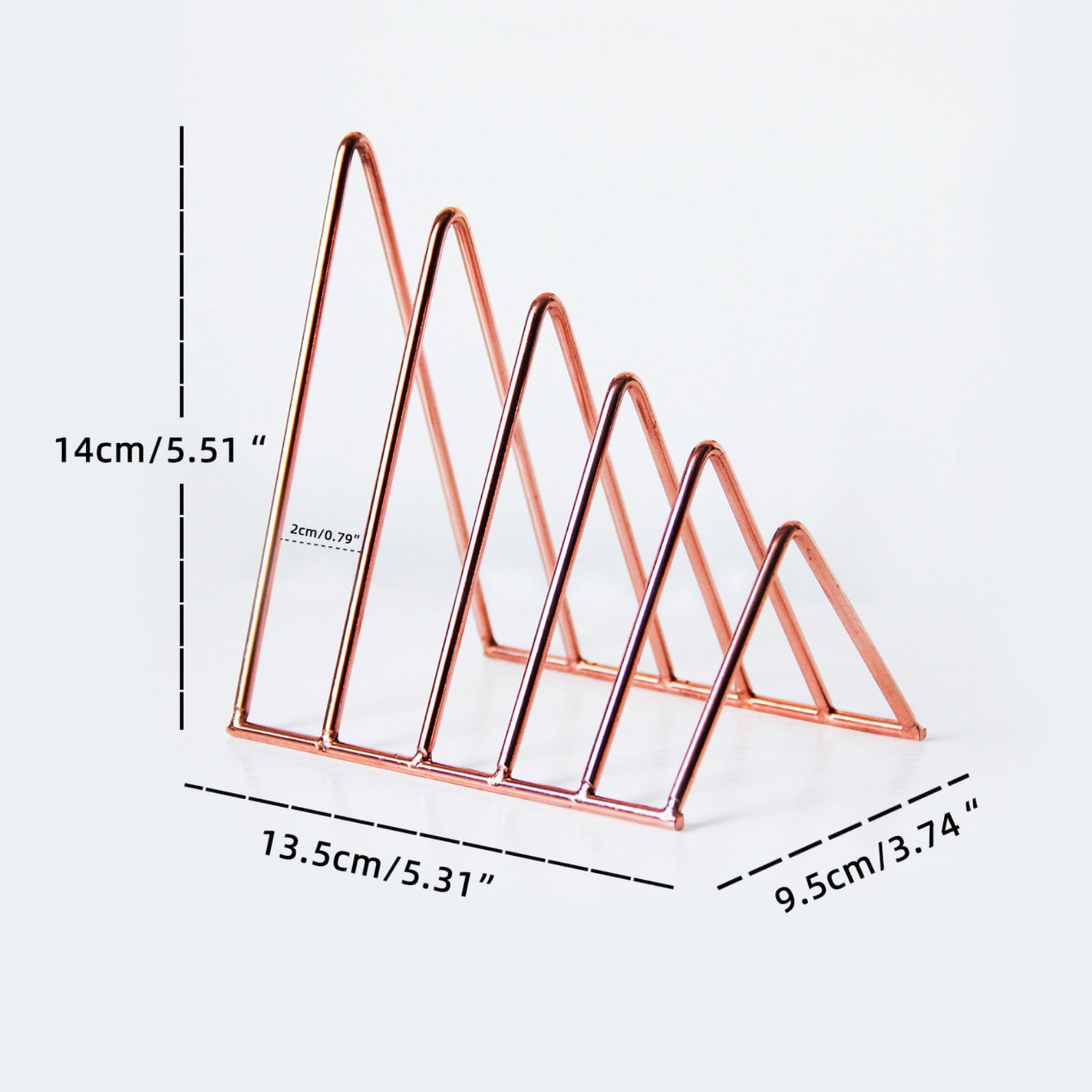 MOPOOR Triangle Desk File Organizer, 7 Slots Metal File Sorter Magazine Holder Document Rack,Desktop Bookshelf Organizer for Office Home School Bookcase Magazine Holder for Home Decor