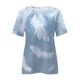 thumbnail image 4 of Moda mujer camiseta casual pluma impresa cuello redondo manga corta pulóver tops blusa Fridja  hjk3621, 4 of 5