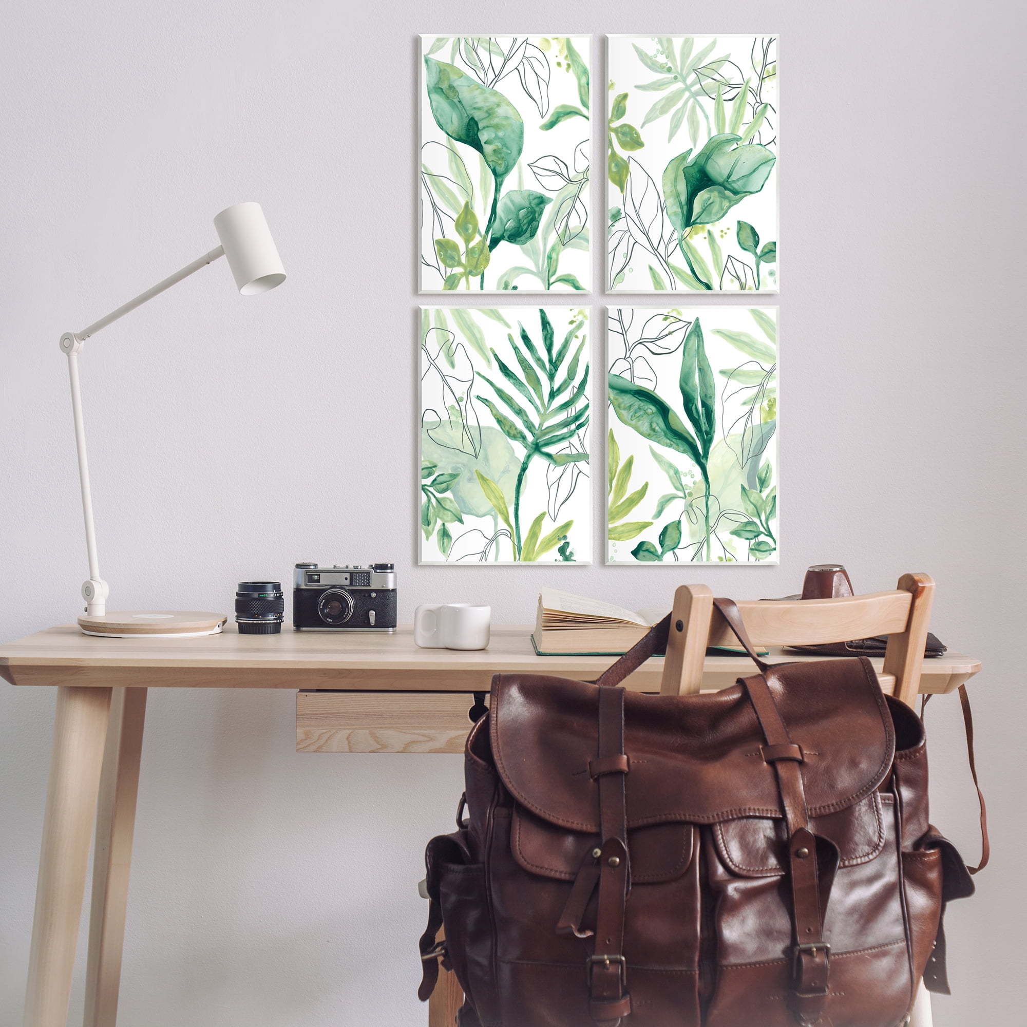 Stupell Industries Varied Green Tropical Plant Leaves Botanical & Floral Painting Unframed Art Print Wall Art, Set of 4