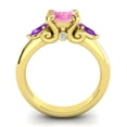 thumbnail image 4 of 2.50 Ct Stylish Round Cut Pink Sapphire & Amethyst Gemstone Three Stone Ring for Anniversary Gift Solid 18K Yellow Gold Size 8 by Diamond-Capitals, 4 of 8