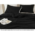 thumbnail image 6 of DNG Luxury 1 Piece Pom Pom Plain Pattern Comforter Set, 800 Thread Count, 100% Egyptian Cotton, White Vintage Pom-Pom Fringe Super Soft (Full/Queen Size Black Color), 6 of 9
