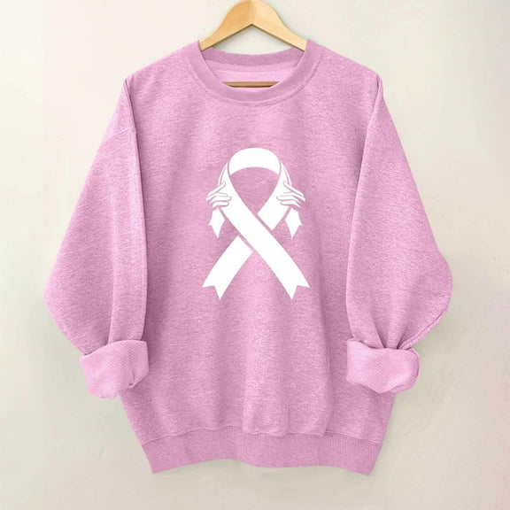 VOONCAS Womens Tops Fall Winter Print Long Sleeve Crew Neck Casual Pink Going Out Tops for Women Size XL