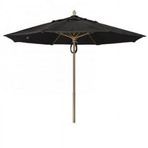 FiberBuilt Home 7MPPW-8601 7.5 ft. White Aluminum Pole Acrylic Market Push Up Umbrella, Black Canopy