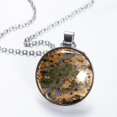 thumbnail image 2 of Map section Glass Design Circular Pendant Women's Necklace, 2 of 5