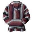 thumbnail image 2 of Mexican Jerga Pullover Mens Hoodie Oversized Striped Office Sweatshirt for Men Long Sleeve Drawstring Hood Kangaroo Pocket Red M, 2 of 4
