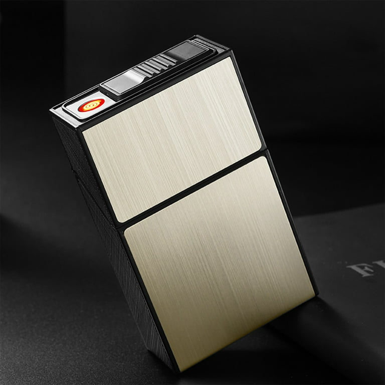 easy to use cigarette lighter PPLoney USB Rechargeable Windproof Flameless Lighter with Case - Metal  Cigarettes Lighter for Home, Kitchen, Outdoor Use - Silver/Gold