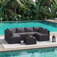 thumbnail image 3 of Dateyes 7-Piece Patio Furniture Set, All-Weather Wicker Rattan Outdoor Sectional Sofa Set with Coffee Table (Dark Gray), 3 of 7