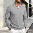 thumbnail image 2 of SUYIDA Mens Long Sleeve Polo Shirts Slim Fit Textured Knit Casual Stretch Pullover for Fall Winter Warm Loose Fit Long Sleeve Polo, 2 of 4