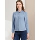 thumbnail image 2 of Allegra K Blusas Con Botones Y Cuello En Punta De Manga Larga Puntos suizos Office Para Mujer Gris azul M, 2 of 6
