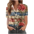 thumbnail image 4 of Mifsaly Short Sleeve Button Down Shirts for Women Lapel Collar V Neck Blouses Patriotic Hearts American Flag Print Independence Day Tops 2026 S, 4 of 6