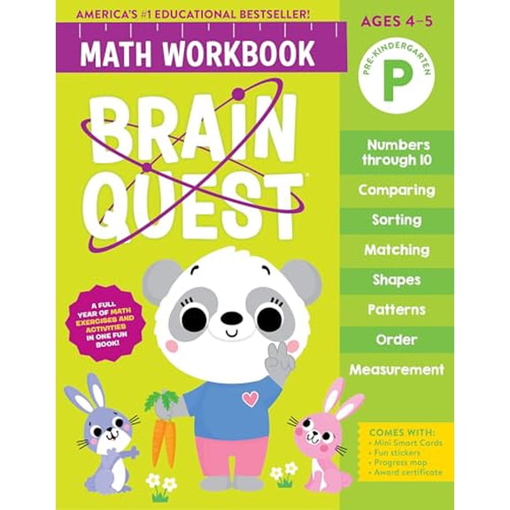 Pre-Owned Brain Quest Math Workbook: Pre-Kindergarten, 9781523524204, 1523524200, Paperback, Workbook edition