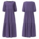 thumbnail image 4 of Vestido de mujer Fnochy, liquidación, falda de una pieza para mujer, moda, suelto, color sólido, manga abullonada, vestido casual de manga corta, 4 of 4