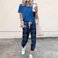 thumbnail image 2 of UPPADA Ensembles Détente 2 Pcs pour Femmes Tenues 2 Pcs Vêtements de Détente Manches Longues Col Ras du Cou Ensemble de Pyjama Jogger Pantalon de Survêtement Survêtement avec Poches Bleu,m, 2 of 5
