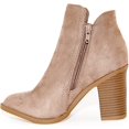 thumbnail image 3 of Women's Chunky Stacked Heeled Booties Side Zipper Suede Ankle Boot Taupe 10, 3 of 5