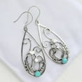 thumbnail image 4 of enjoywould 1 Paire Boucles d'Oreilles Dangle Style Rétro Multi Branches Feuilles Enroulement Goutte d'Eau Conception Creux sur Faux Turquoise Cadeau Femmes Forme de Champignon Pendentif Boucles d'Oreilles Bijoux pour un Usage Quotidien, 4 of 4