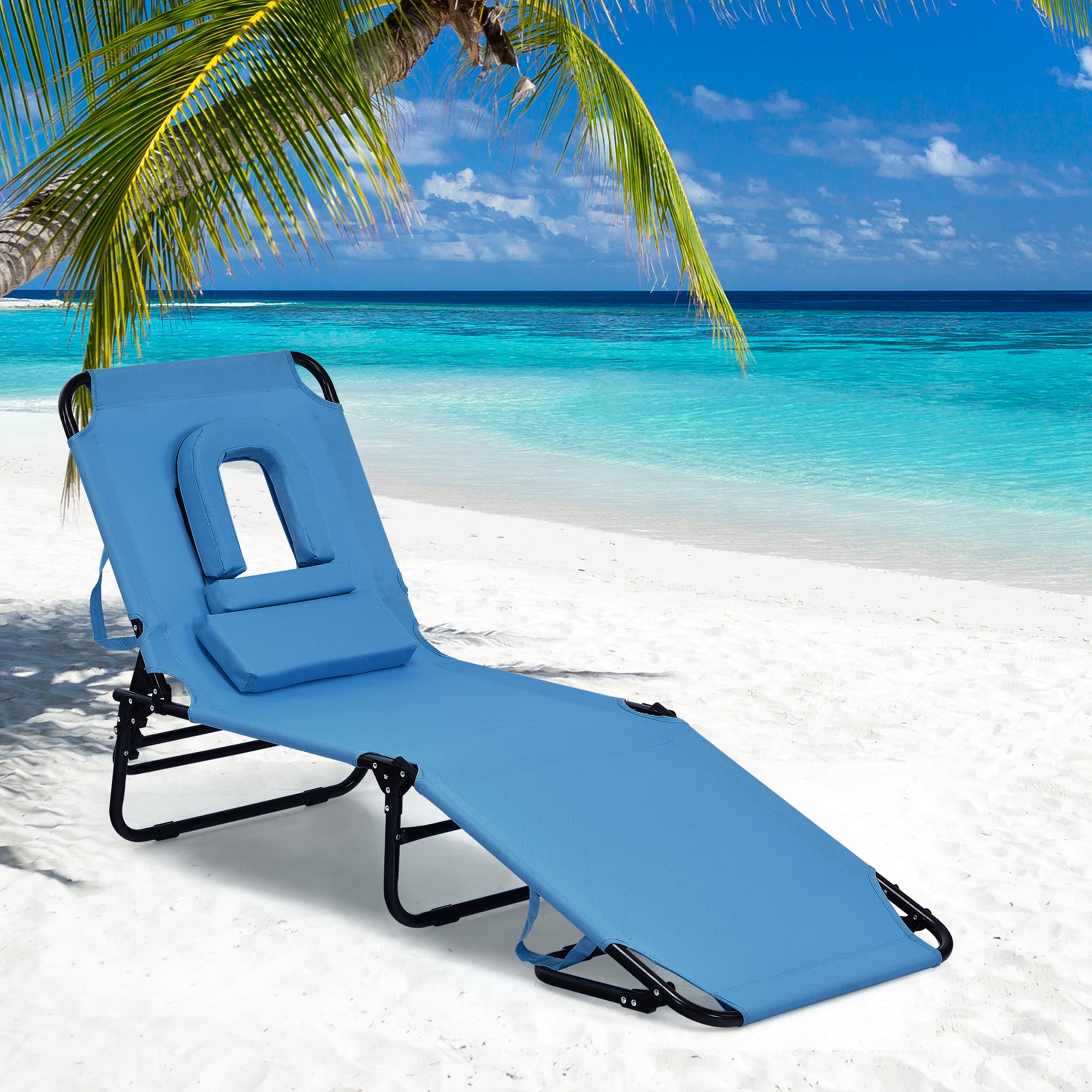 Gymax Folding Chaise Lounge Chair Bed Adjustable Outdoor Patio Beach Camping Recliner Walmart