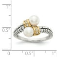 thumbnail image 4 of 14K Two-Tone Gold Ring Band Pearl Yellow Freshwater Round White Diamond, 4 of 5