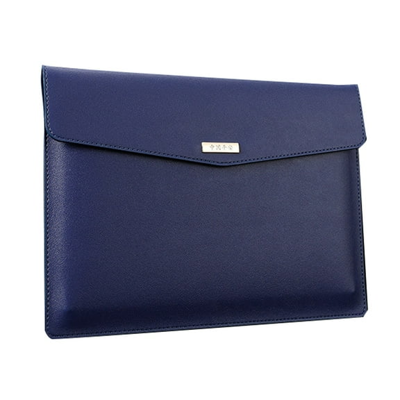 PU Leather A4 File Folder, Heavy Duty Document Holder, Waterproof Portfolio Envelope Folder Case with Snap Closure (Blue) 13x9.6"