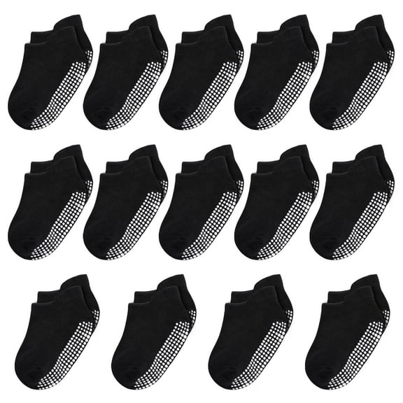 14-Pack Black Baby Toddler Grip Socks for 6-12 12-18 Months 2T-3T 3T-4T 4T-5T Boys Girls