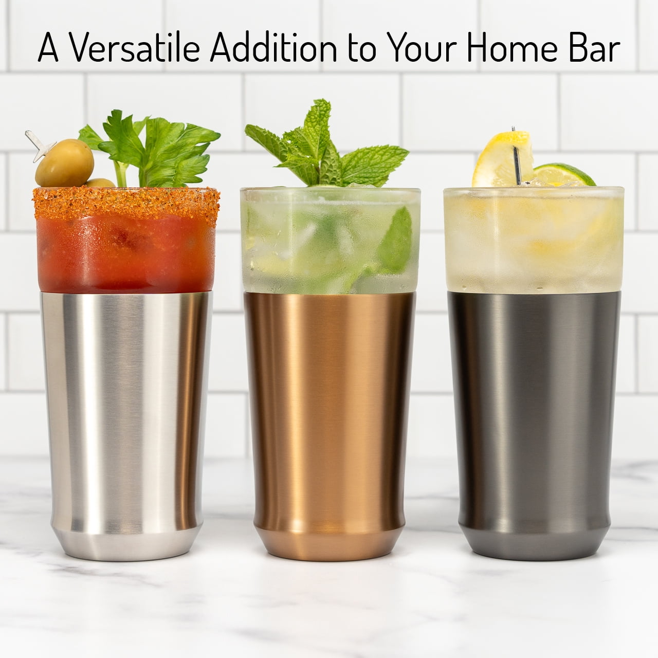 Elevated Craft Hybrid Vacuum Insulated Stainless Steel Base with Removable Pint Glass Insert, Ideal Insulation for Beers & Cold Beverages with Built-in Bottle Opener, Brushed Copper (16 oz)