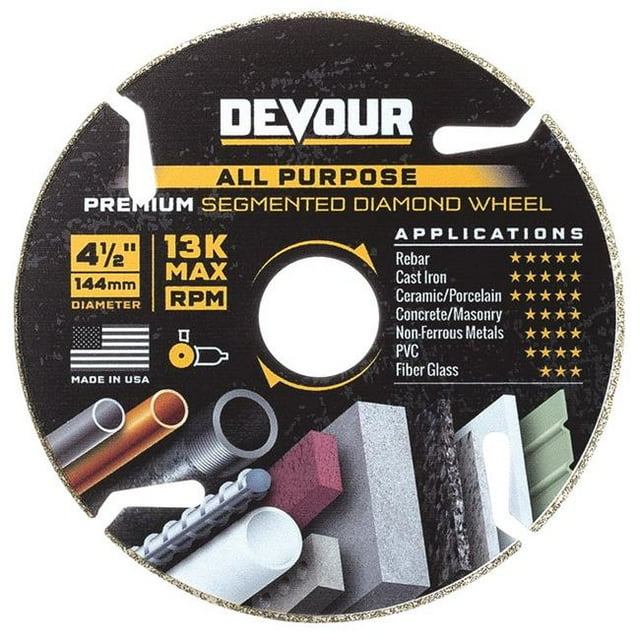Devour 2007493 Roue de Coupe Segmentée en Diamant de 4,5 Po de Diamètre