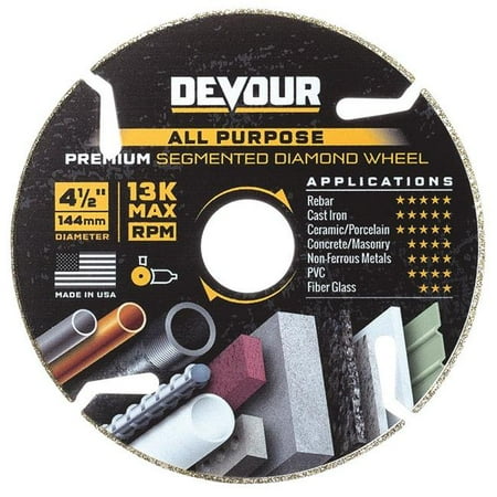 UPC: 0855499006060 | Devour 2007493 4.5 in. Dia. Diamond Segmented Cutting Wheel