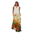 thumbnail image 1 of MOVOKAKA Ladies Spring Summer Long Dress Women Sleeveless V-neck Loose Elegant Dresses Party Printing Vintage Beach Dress FemaleXXL Gao Jinjia LED, 1 of 2