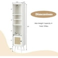 thumbnail image 3 of XgoodX 54" Tall 4-Tier Bookcase with Door, Freestanding Narrow Book Cabinet w/Adjustable Shelf, Vertical Bookshelf w/Leg, Open Shelving Display Rack, Boho Wooden 4-Cube Storage Organizer (White), 3 of 10