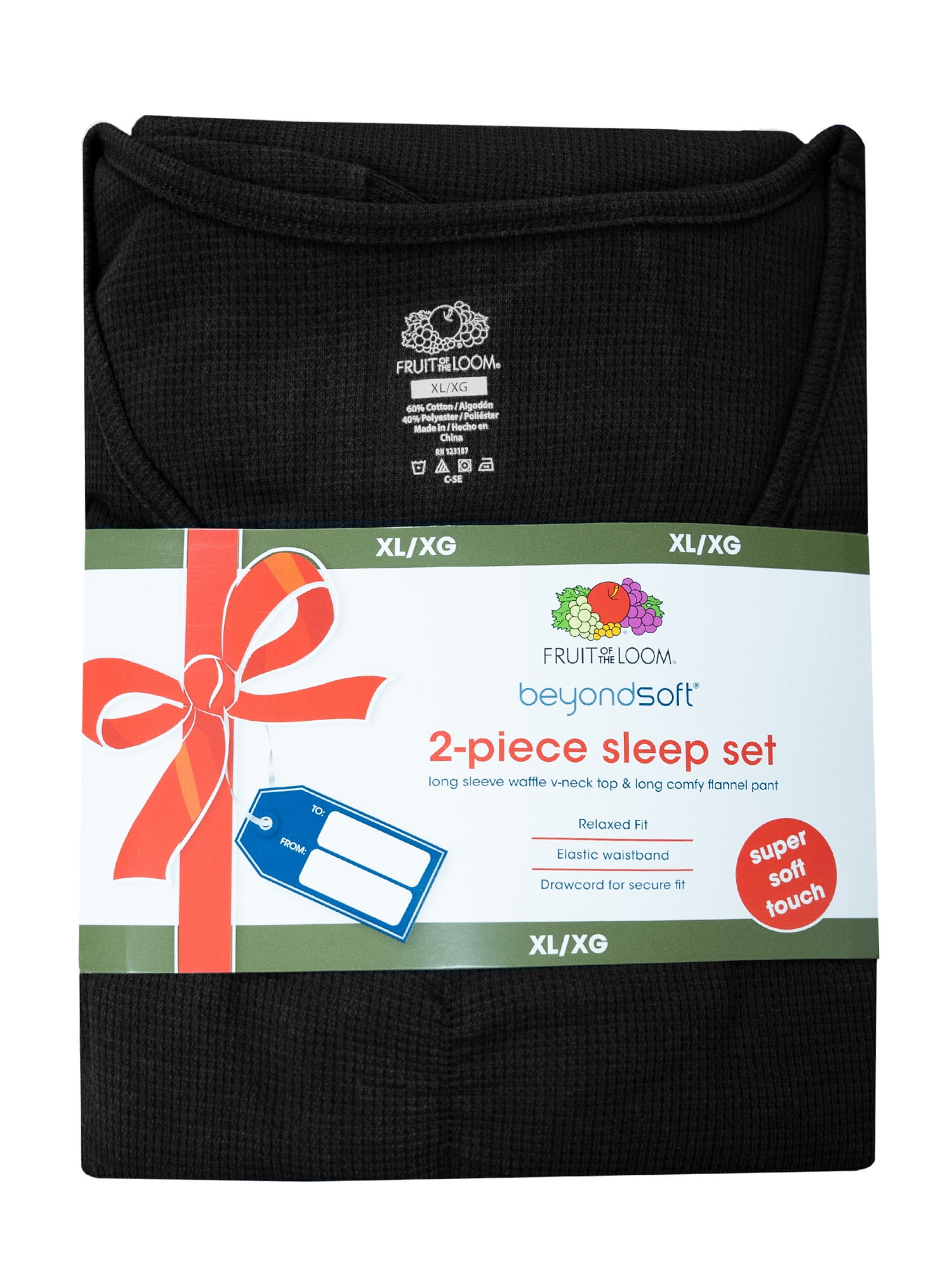 Fruit of the Loom Women's Beyond Soft Long Sleeve Waffle Top and Flannel Bottom Pajama Set, Sizes S-4X
