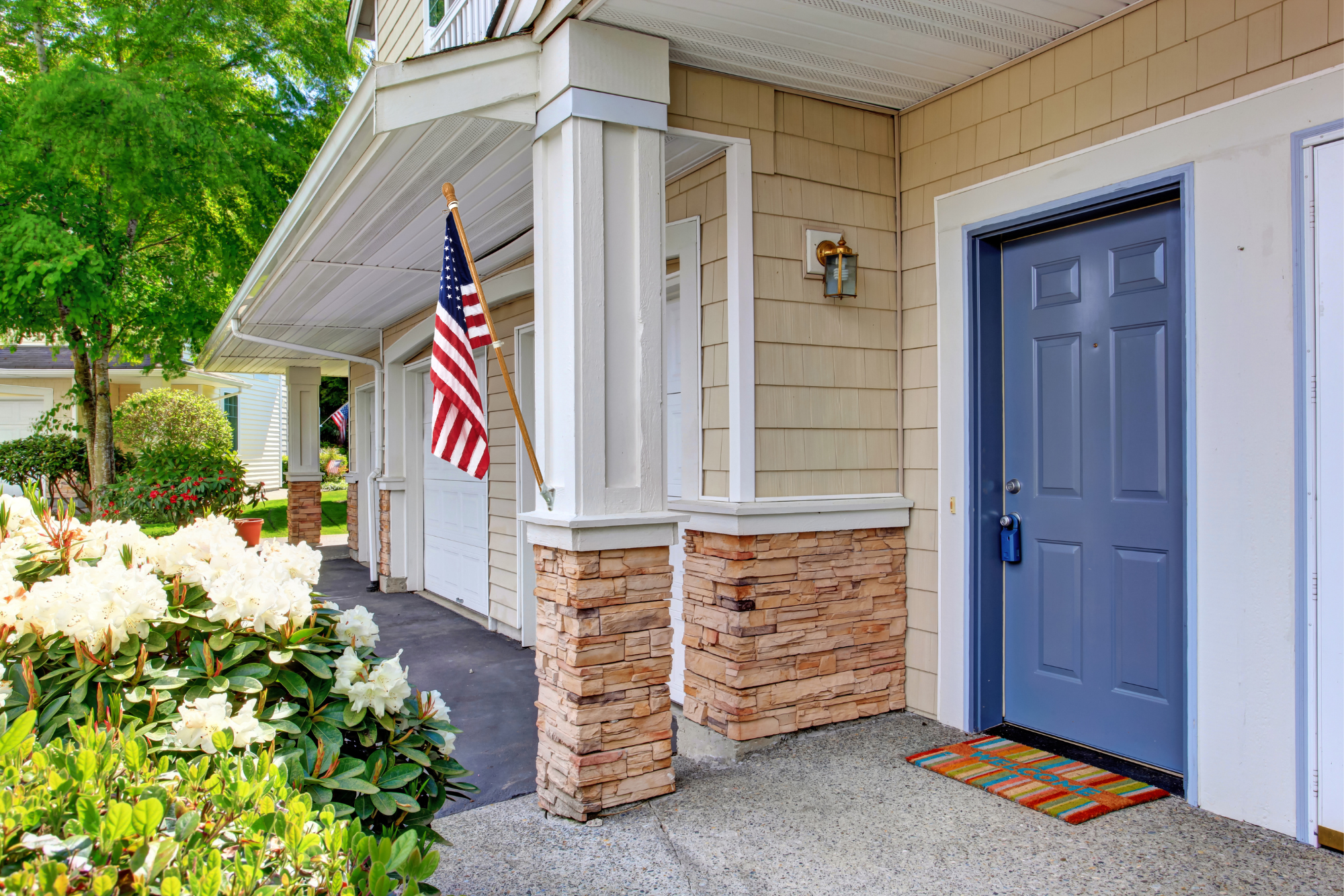 ILOT 56" Wooden Flag Pole for House Pack of 2 Tangle Free Adjustable Rotating Rings Fit All Flag Sizes