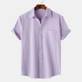 thumbnail image 2 of Turilly Mens Shirts Men Casual Solid Turndown Short Sleeve Button Closure Shirt Hawaii Blouse, 2 of 6