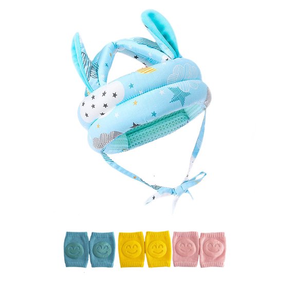 Casco para la cabeza para andador de bebé, protector de cabeza para niños pequeños, capó con rodilleras, calcetines antideslizantes