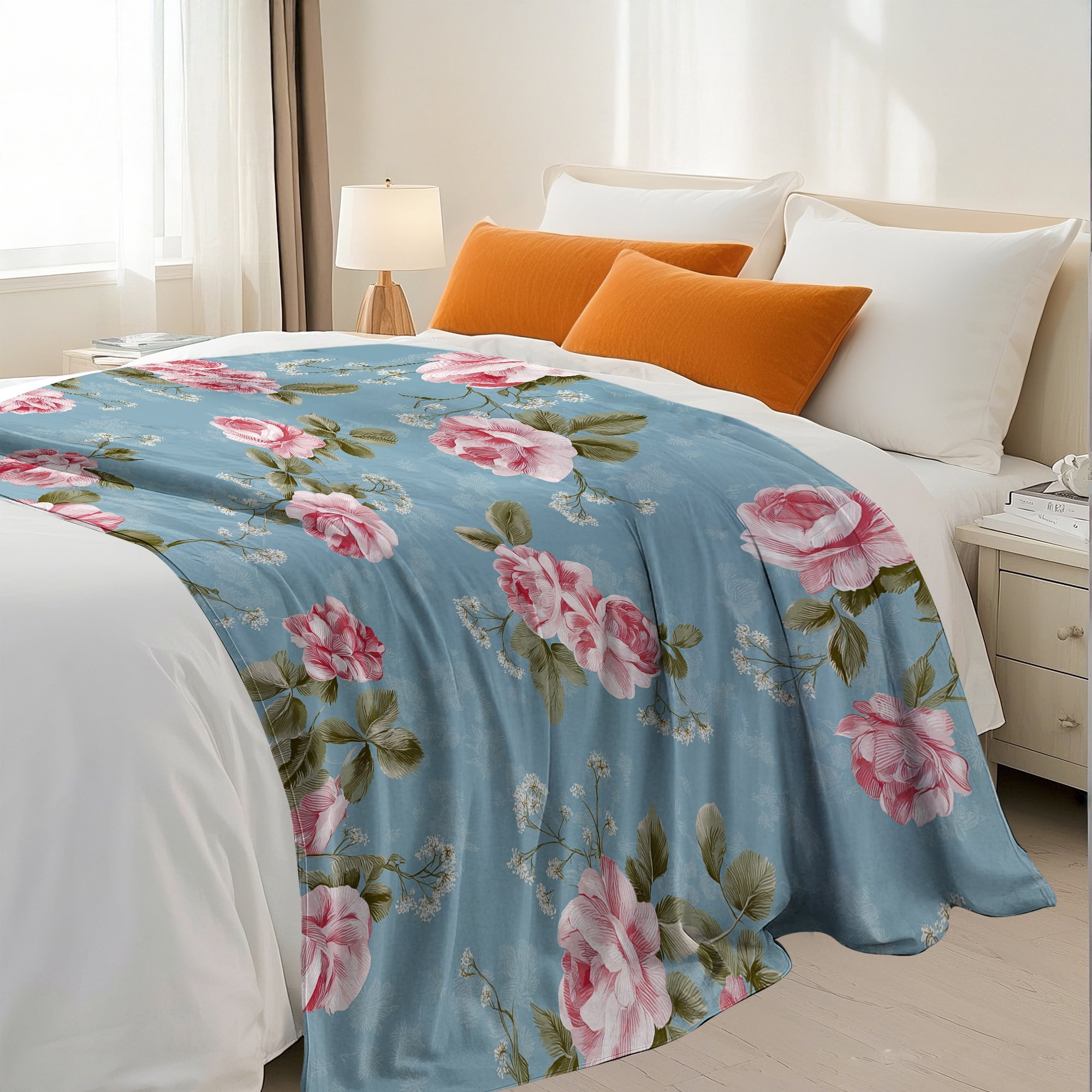Flannel Fleece Throw Blanket, Soft Large Throw Blanket, Lightweight Cozy Plush Throw Blanket Fit Sofa Bed, 40"x50", Florals