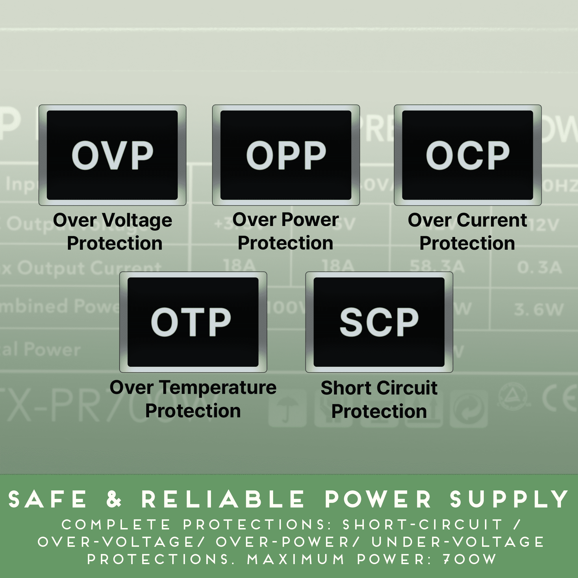Apevia ATX-PR700W Prestige 700W 80+ Gold Certified, ATX Active PFC, DC to DC Converter Design 135mm Silent Fan, RoHS Compliance, ATX Gaming Power Supply