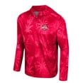 thumbnail image 2 of Men's Colosseum Scarlet Ohio State Buckeyes Palms Printed Lightweight Quarter-Zip Hooded Top, 2 of 3