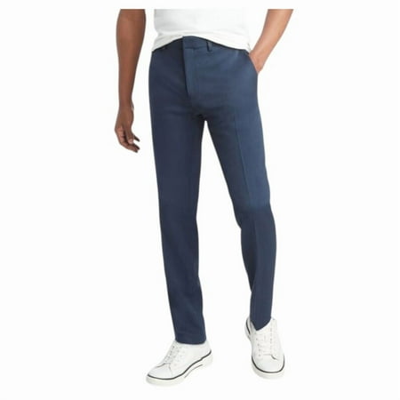 Kenneth Cole Mens Slim fit Dress Pants 32 / 32 Navy Blue Solid Stretch