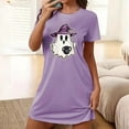 thumbnail image 2 of Strapless Mini Dress Women's Oversized Short Nightgown Fashion Halloween Print Short Sleeve Nightdress Fall Wedding Guest Dresses S-235 Purple XXL, 2 of 5