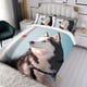 thumbnail image 3 of Husky Siberiano Conjunto de sábanas temático, trío de piezas, cómodo y amigable con la piel, diseño único, regalo de decoración para el hogar para familiares, amigos y fans,140cm *210cm, 3 of 6