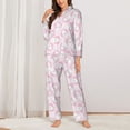 thumbnail image 2 of Fuzoiu Cute Rabbit Print Women's Long-Sleeved Pajama,Lounge Button Down Nightwear,Womens Notch Collar Pajama Set-Large, 2 of 7